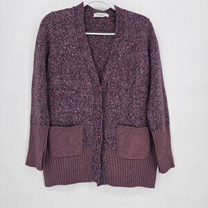 Amina Rubinacci Sweater Cardigan Wool Cashmere Purple Size 42/S Pockets Italy